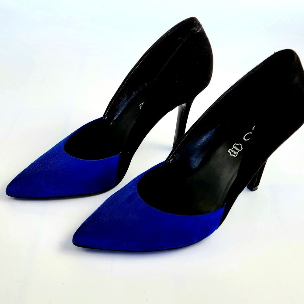 ALDO Women's Pumps - Black & Royal Blue- Size 9 - 4" Heels - Vietnam